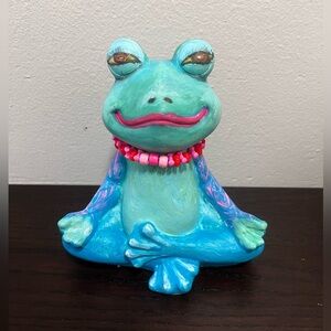 Hand Painted Cement Yoga Pose Frog